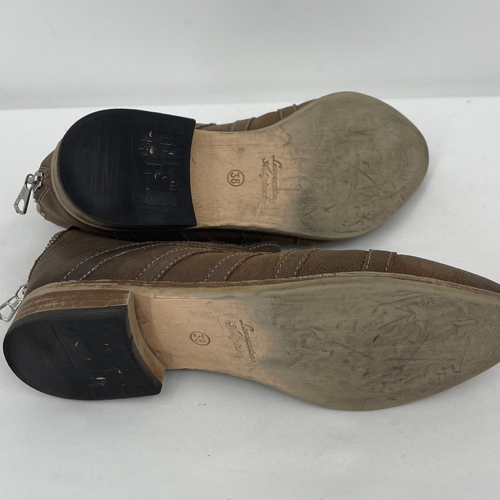 FREE PEOPLE EMMA Brown Leather Strappy BOOTIE SIZE 38 ZIPPER IN BACK - Picture 8 of 11